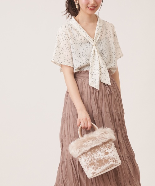 natural couture（ナチュラルクチュール）の「ベロア×ファートート（トートバッグ・レディース・ピンク/モカ/グレイッシュベージュ・FREE）」の19枚目の写真