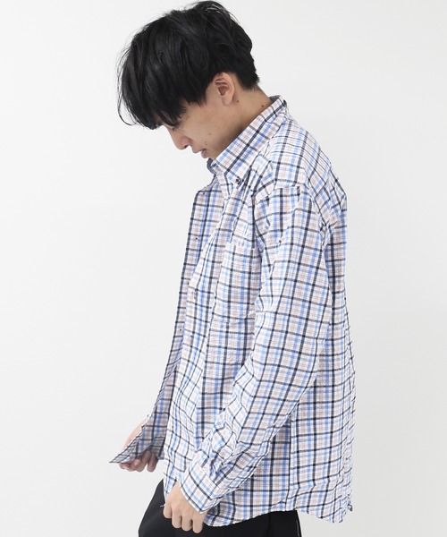 FILA(フィラ)の「【FILA/フィラ】リップルチェックBDシャツ(シャツ/ブラウス・メンズ・サックスブルー/ブラック/イエロー/グリーン・M/L/LL)」の3枚目の写真