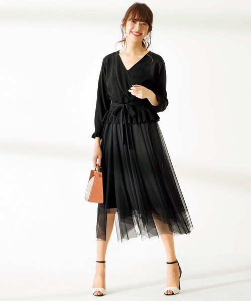 GeeRA（ジーラ）の「ニット＆チュールワンピースセットアップ（ワンピース・レディース・ブラック/ベージュ・MEDIUM/LARGE/X-LARGE）」の5枚目の写真