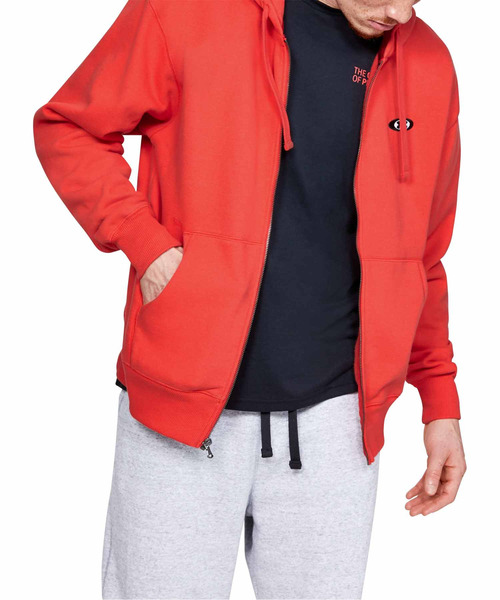 UNDER ARMOUR(アンダーアーマー)の「UA オリジネイト フリース フルジップ(トレーニング/パーカー/MEN)(パーカー・メンズ・レッド系その他/ライトグレー/ブラック×ブラック/カーキ・SM/MD/XXL/XL/LG)」の1枚目の写真