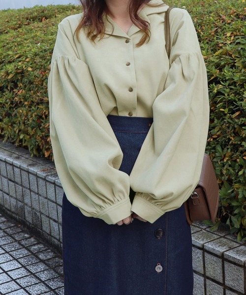 PairPair（ペアペア）の「スモークカラー袖ボリュームブラウス（シャツ/ブラウス・レディース・ライトグリーン/アイボリー/その他/モカ・FREE）」の9枚目の写真