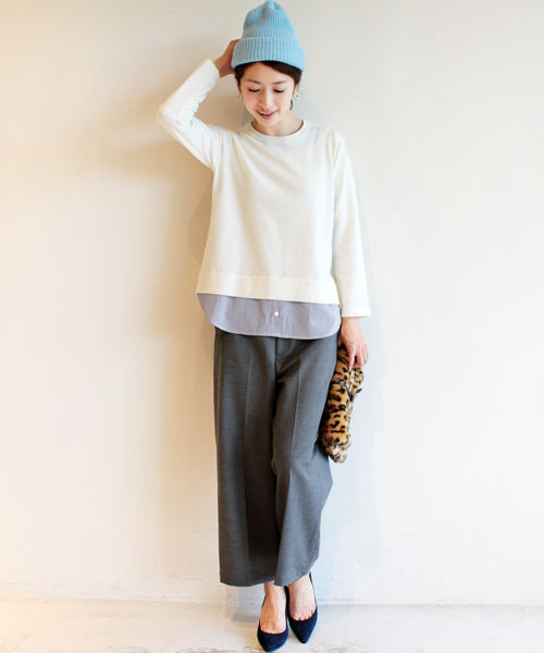 BEAUTY&YOUTH UNITED ARROWS（ビューティーアンドユースユナイテッドアローズ）の「by ※∵ダブルクロスワイドパンツ◆（その他パンツ・レディース・グレー/ネイビー/オレンジ系その他/ベージュ/オフホワイト・LARGE/SMALL/MEDIUM）」の6枚目の写真