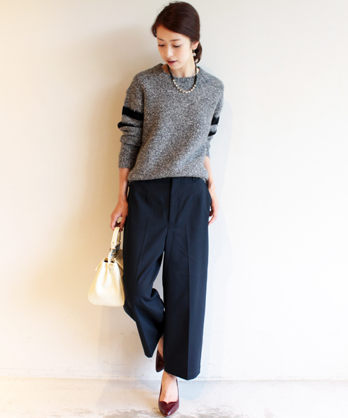 BEAUTY&YOUTH UNITED ARROWS（ビューティーアンドユースユナイテッドアローズ）の「by ※∵ダブルクロスワイドパンツ◆（その他パンツ・レディース・グレー/ネイビー/オレンジ系その他/ベージュ/オフホワイト・LARGE/SMALL/MEDIUM）」の7枚目の写真