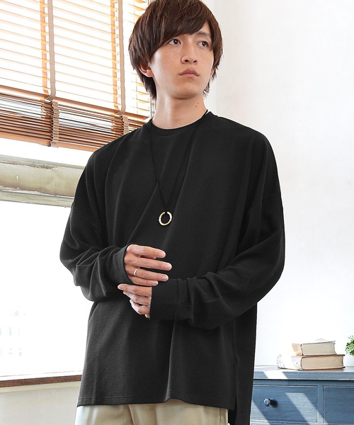 Minority マイノリティ の メンズ長袖梨地素材スーパービッグシルエットドルマンスリーブトレーナー Tシャツ カットソー Wear Minority マイノリティ の メンズ長袖梨地素材スーパービッグシルエットドルマンスリーブトレーナー Tシャツ カットソー Wear