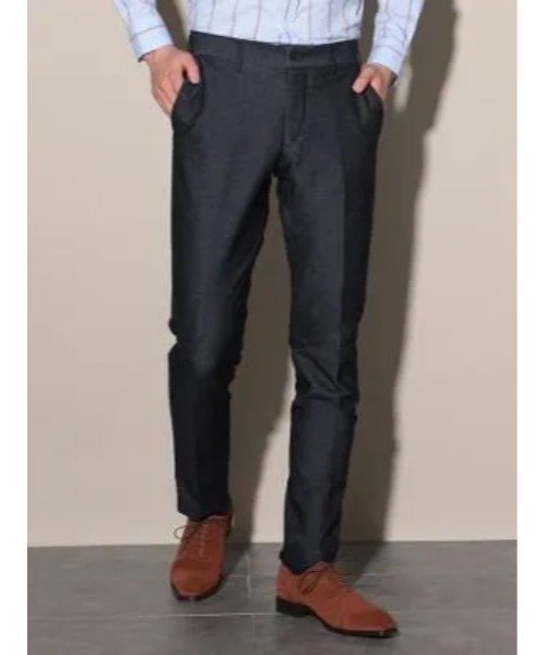 セール】EDWINデニム調ニットパンツ ブラウン/ネイビー（スラックス