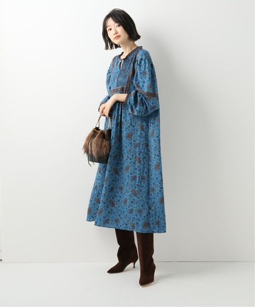 Simplicite（サンプリシテ）の「タックペイズリープリントOP（ワンピース・レディース・ブラック/ベージュ/ブルー系その他・FREE）」の8枚目の写真