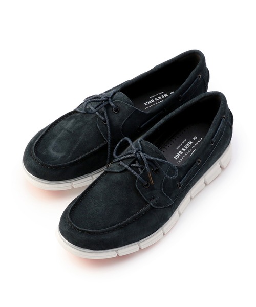 MEN'S BIGI(メンズビギ)の「<HIROSHI TSUBOUCHI>別注 レザーデッキシューズ(スニーカー・メンズ・ホワイト/ネイビー・1/2/3)」の5枚目の写真