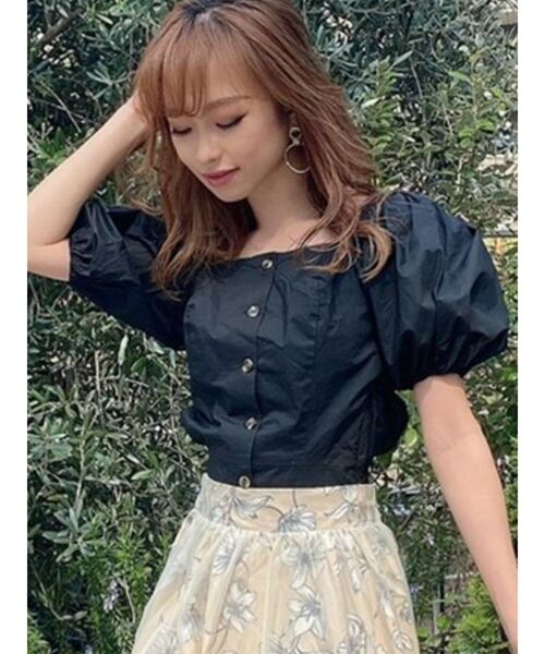 RESEXXY(リゼクシー)の「スクエアネックブラウス(シャツ/ブラウス・レディース・その他1/ブラック/オフホワイト・FREE)」の2枚目の写真