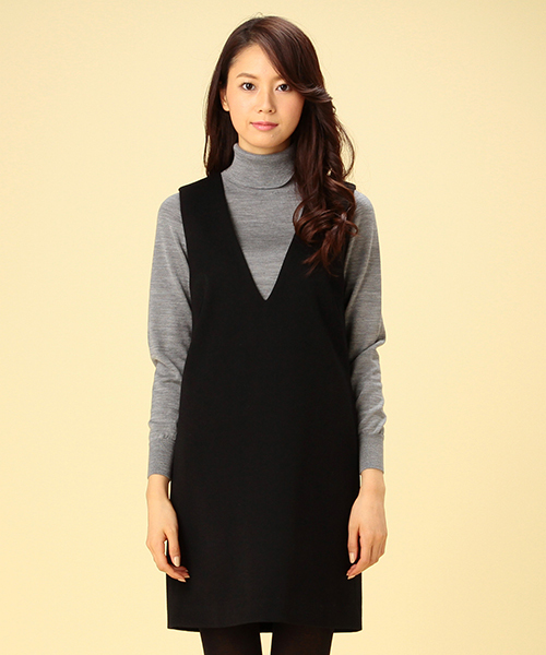 Demi-Luxe BEAMS（デミルクス ビームス）の「Demi-Luxe BEAMS / Vネック ノースリーブワンピース（ワンピース・レディース・ベージュ/ブラック・36/38）」の3枚目の写真