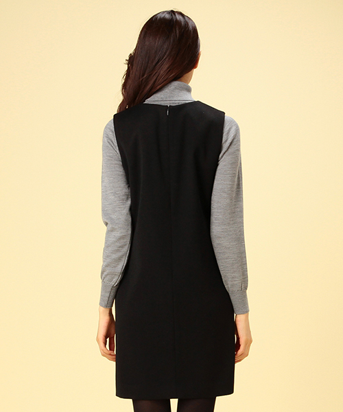 Demi-Luxe BEAMS（デミルクス ビームス）の「Demi-Luxe BEAMS / Vネック ノースリーブワンピース（ワンピース・レディース・ベージュ/ブラック・36/38）」の5枚目の写真