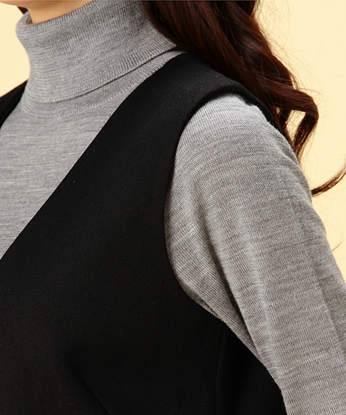 Demi-Luxe BEAMS（デミルクス ビームス）の「Demi-Luxe BEAMS / Vネック ノースリーブワンピース（ワンピース・レディース・ベージュ/ブラック・36/38）」の8枚目の写真