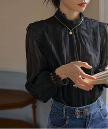 長袖シフォンシャツ
