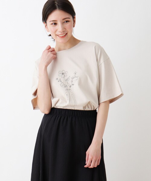 SHOO・LA・RUE（シューラルー）の「◆USAコットンアソートプリントTシャツ（Tシャツ/カットソー・レディース・ブラック/ナチュラル/ライトパープル/ホワイト系その他2・02/03/04）」の3枚目の写真