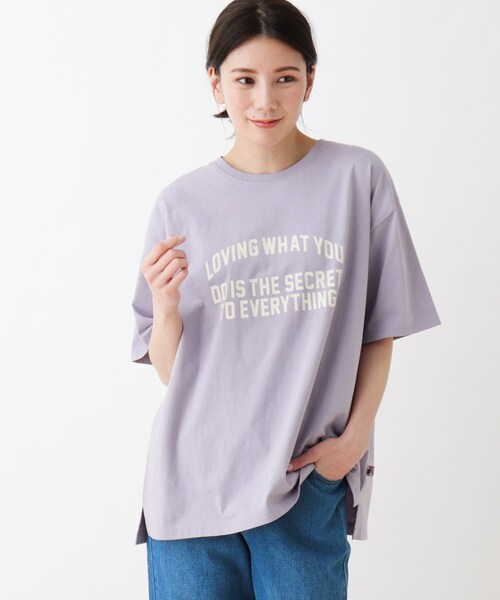 SHOO・LA・RUE（シューラルー）の「◆USAコットンアソートプリントTシャツ（Tシャツ/カットソー・レディース・ブラック/ナチュラル/ライトパープル/ホワイト系その他2・02/03/04）」の4枚目の写真
