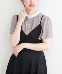 natural couture | 【WEB限定カラー有り】パール釦ポイントバイカラーフレア袖ブラウス(シャツ/ブラウス)
