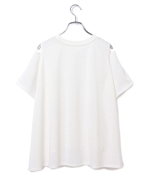 ADAM ET ROPE'（アダムエロペ）の「オープンショルダースリットTシャツ（Tシャツ/カットソー・レディース・ホワイト/ブラック/ベージュ/ピンク・FREE）」の11枚目の写真