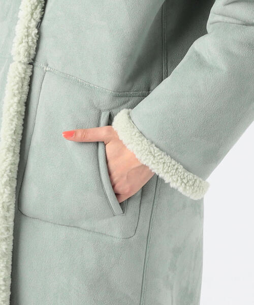 MACPHEE(マカフィー)の「エコムートン リバーシブルコート(ノーカラーコート・レディース・ミント/ライトベージュ・36)」の11枚目の写真
