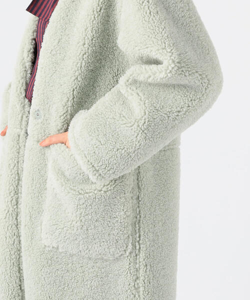 MACPHEE(マカフィー)の「エコムートン リバーシブルコート(ノーカラーコート・レディース・ミント/ライトベージュ・36)」の14枚目の写真