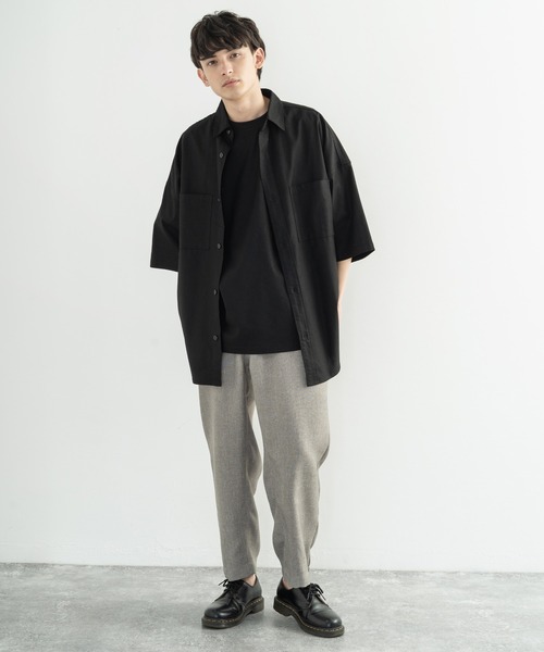 Rocky Monroe(ロッキーモンロー)の「綿麻 レーヨン オーバーサイズ レギュラーカラー リネンシャツ(シャツ/ブラウス・メンズ・ライトグレー/ブラック/キナリ/ライトベージュ/カーキ/ネイビー・M/L/XL)」の15枚目の写真