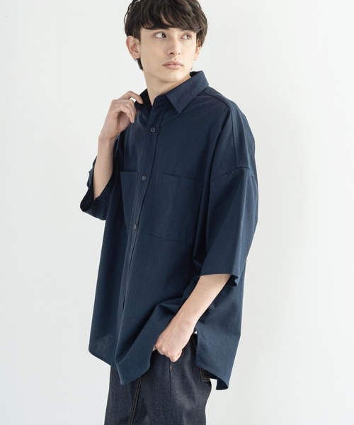 Rocky Monroe(ロッキーモンロー)の「綿麻 レーヨン オーバーサイズ レギュラーカラー リネンシャツ(シャツ/ブラウス・メンズ・ライトグレー/ブラック/キナリ/ライトベージュ/カーキ/ネイビー・M/L/XL)」の8枚目の写真