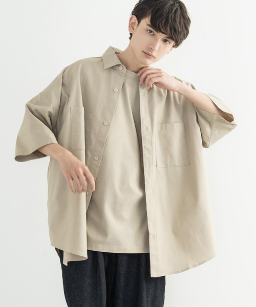 Rocky Monroe(ロッキーモンロー)の「綿麻 レーヨン オーバーサイズ レギュラーカラー リネンシャツ(シャツ/ブラウス・メンズ・ライトグレー/ブラック/キナリ/ライトベージュ/カーキ/ネイビー・M/L/XL)」の20枚目の写真