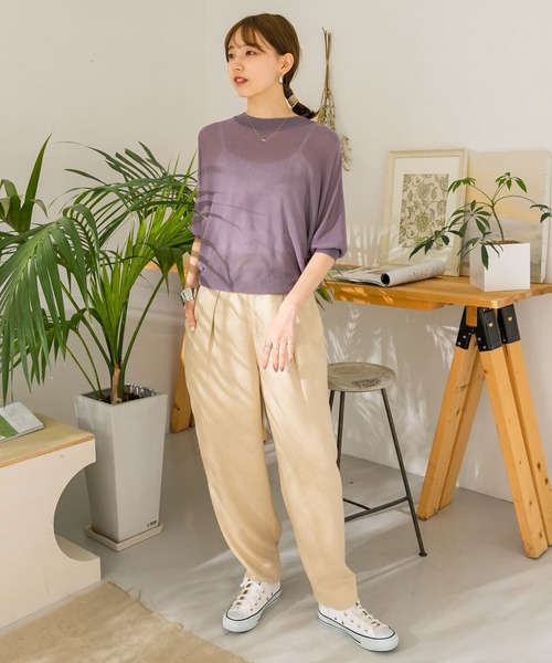 ITEMS URBANRESEARCH（アイテムズ アーバンリサーチ）の「シアーニット（ニット/セーター・レディース・ブラウン/パープル/ベージュ・FREE）」の9枚目の写真