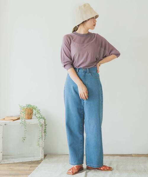 ITEMS URBANRESEARCH（アイテムズ アーバンリサーチ）の「シアーニット（ニット/セーター・レディース・ブラウン/パープル/ベージュ・FREE）」の21枚目の写真