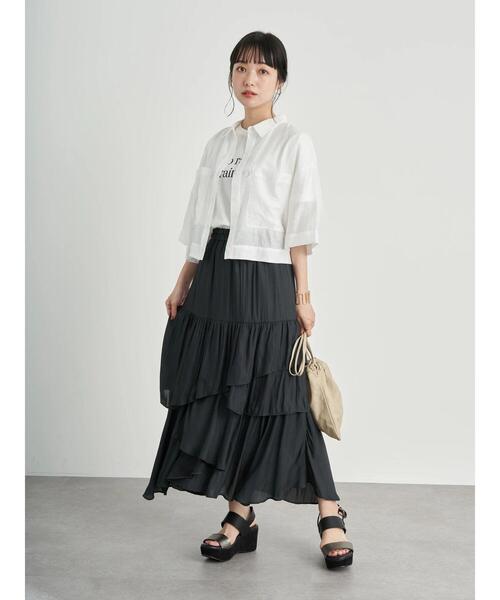 earth music&ecology（アースミュージックアンドエコロジー）の「シアーショートシャツ ＊（シャツ/ブラウス・レディース・ミント/パープル/アイボリー・FREE）」の21枚目の写真