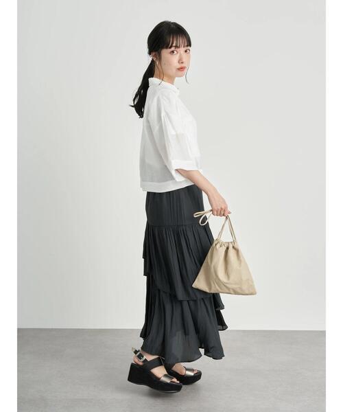 earth music&ecology（アースミュージックアンドエコロジー）の「シアーショートシャツ ＊（シャツ/ブラウス・レディース・ミント/パープル/アイボリー・FREE）」の19枚目の写真