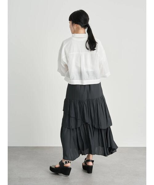 earth music&ecology（アースミュージックアンドエコロジー）の「シアーショートシャツ ＊（シャツ/ブラウス・レディース・ミント/パープル/アイボリー・FREE）」の18枚目の写真