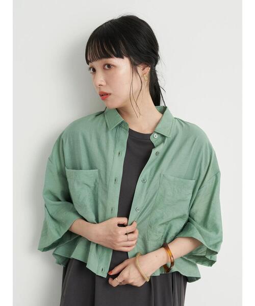 earth music&ecology（アースミュージックアンドエコロジー）の「シアーショートシャツ ＊（シャツ/ブラウス・レディース・ミント/パープル/アイボリー・FREE）」の16枚目の写真