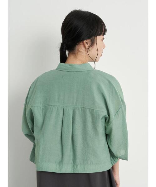 earth music&ecology（アースミュージックアンドエコロジー）の「シアーショートシャツ ＊（シャツ/ブラウス・レディース・ミント/パープル/アイボリー・FREE）」の15枚目の写真