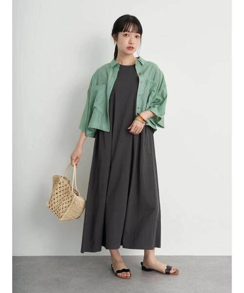 earth music&ecology（アースミュージックアンドエコロジー）の「シアーショートシャツ ＊（シャツ/ブラウス・レディース・ミント/パープル/アイボリー・FREE）」の14枚目の写真