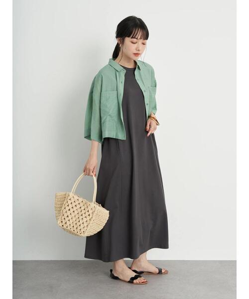 earth music&ecology（アースミュージックアンドエコロジー）の「シアーショートシャツ ＊（シャツ/ブラウス・レディース・ミント/パープル/アイボリー・FREE）」の12枚目の写真