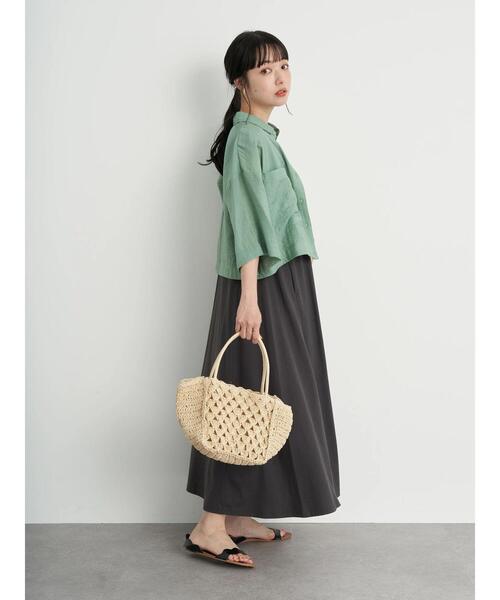 earth music&ecology（アースミュージックアンドエコロジー）の「シアーショートシャツ ＊（シャツ/ブラウス・レディース・ミント/パープル/アイボリー・FREE）」の11枚目の写真