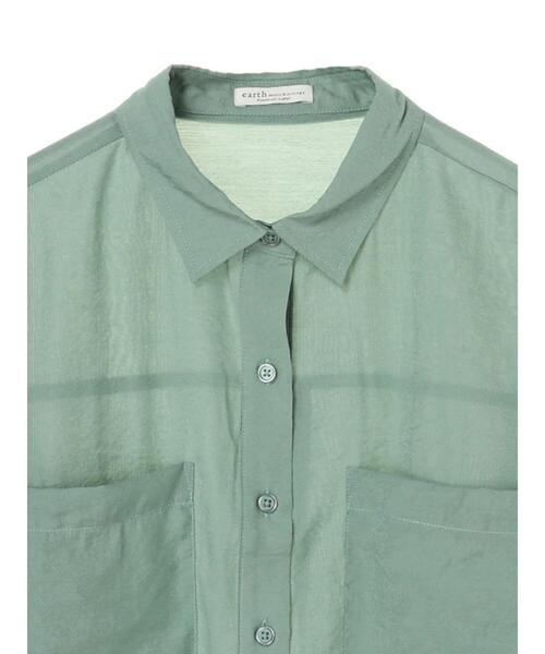 earth music&ecology（アースミュージックアンドエコロジー）の「シアーショートシャツ ＊（シャツ/ブラウス・レディース・ミント/パープル/アイボリー・FREE）」の9枚目の写真