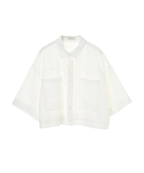 earth music&ecology（アースミュージックアンドエコロジー）の「シアーショートシャツ ＊（シャツ/ブラウス・レディース・ミント/パープル/アイボリー・FREE）」の6枚目の写真