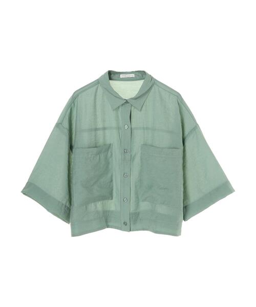 earth music&ecology（アースミュージックアンドエコロジー）の「シアーショートシャツ ＊（シャツ/ブラウス・レディース・ミント/パープル/アイボリー・FREE）」の5枚目の写真