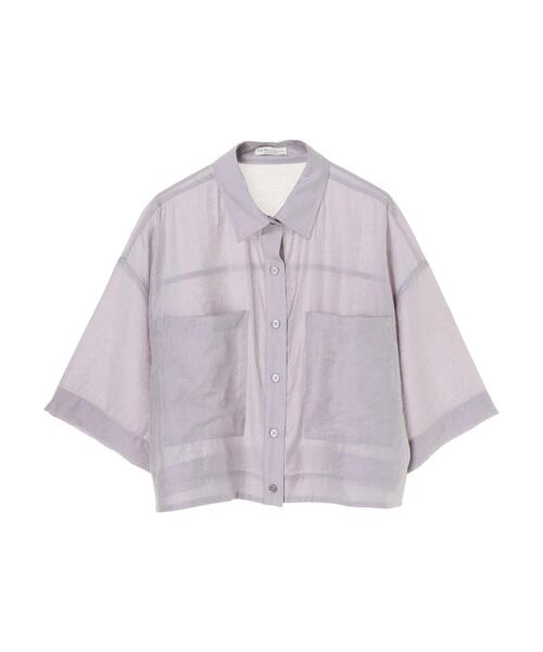 earth music&ecology（アースミュージックアンドエコロジー）の「シアーショートシャツ ＊（シャツ/ブラウス・レディース・ミント/パープル/アイボリー・FREE）」の4枚目の写真