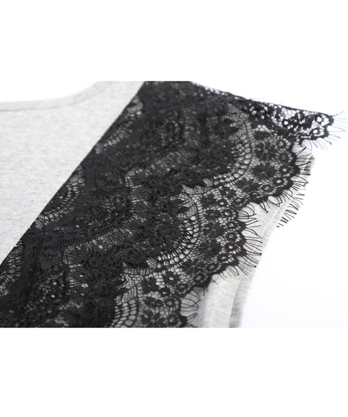 RUIRUE BOUTIQUE(ルイルエブティック)の「洗える | スウィングレースフレンチスリーブTシャツ | 半袖 トップス 体型カバー レース オフィスカジュアル 通勤服 華やか カットソー Tシャツ(Tシャツ/カットソー・レディース・ブラック/オフホワイト/杢グレー・LL/S/M/L)」の19枚目の写真