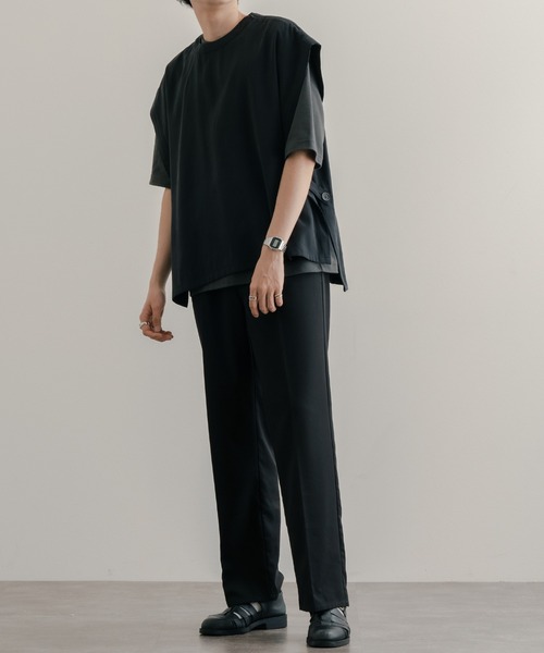 epnok（エプノック）の「サイドボタンオープンベスト（ベスト・メンズ・ブラック/ダークグレー・SMALL/LARGE/MEDIUM）」の11枚目の写真