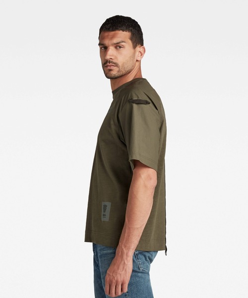 G-STAR（ジースター）の「BACK TAPE LOOSE T-SHIRT/ビッグシルエット/オーバーサイズ（Tシャツ/カットソー・メンズ・カーキオリーブ・SMALL/MEDIUM/LARGE/X-SMALL）」の2枚目の写真