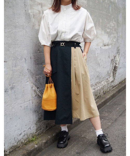 179/WG(イチナナキュウダブルジー)の「配色アシンメトリースカート(スカート・レディース・ネイビー/チェック・M)」の2枚目の写真