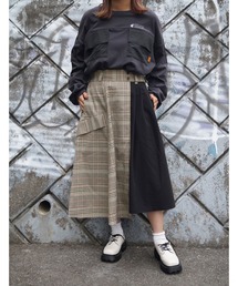 179/WG | 配色アシンメトリースカート(スカート)