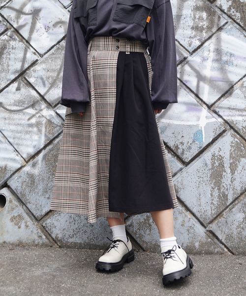 179/WG(イチナナキュウダブルジー)の「配色アシンメトリースカート(スカート・レディース・ネイビー/チェック・M)」の19枚目の写真