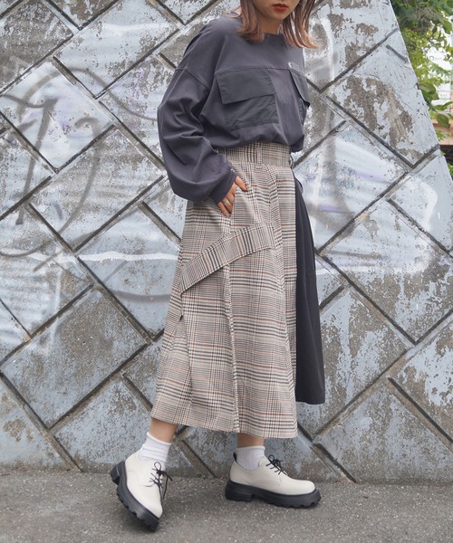 179/WG(イチナナキュウダブルジー)の「配色アシンメトリースカート(スカート・レディース・ネイビー/チェック・M)」の21枚目の写真