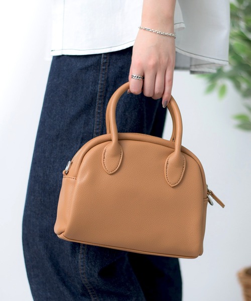 SETUP7（セットアップセブン）の「【SETUP7】フェイクレザー　ミニボストン　ショルダー　バッグ KNF（ショルダーバッグ・レディース・ブラウン/イエロー/ホワイト/ベージュ/ブラック・FREE）」の4枚目の写真