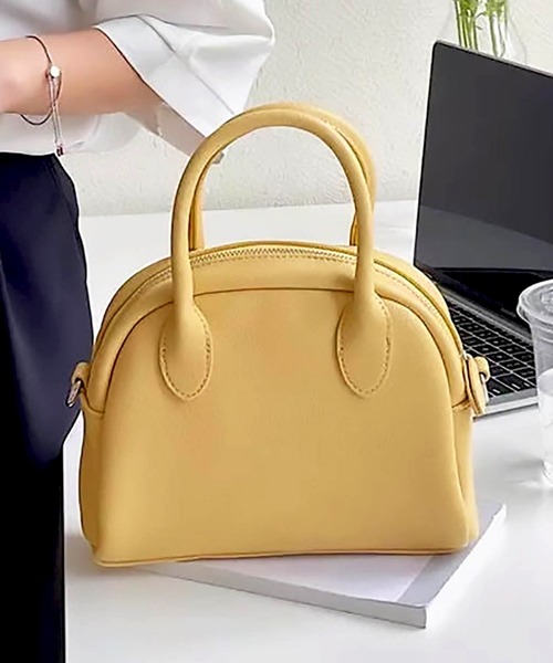 SETUP7（セットアップセブン）の「【SETUP7】フェイクレザー　ミニボストン　ショルダー　バッグ KNF（ショルダーバッグ・レディース・ブラウン/イエロー/ホワイト/ベージュ/ブラック・FREE）」の5枚目の写真