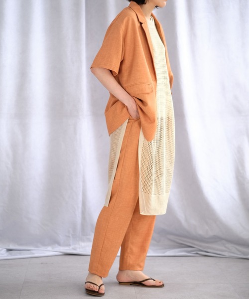 ＡＮＤＪ（アンドジェイ）の「リネンタッチ透かし編みニットベストワンピース（ワンピース・レディース・テラコッタ/ブルー/ベージュ系その他/ブラック・M）」の7枚目の写真