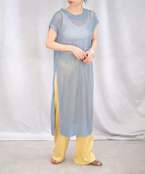 ＡＮＤＪ（アンドジェイ）の「リネンタッチ透かし編みニットベストワンピース（ワンピース・レディース・テラコッタ/ブルー/ベージュ系その他/ブラック・M）」の12枚目の写真